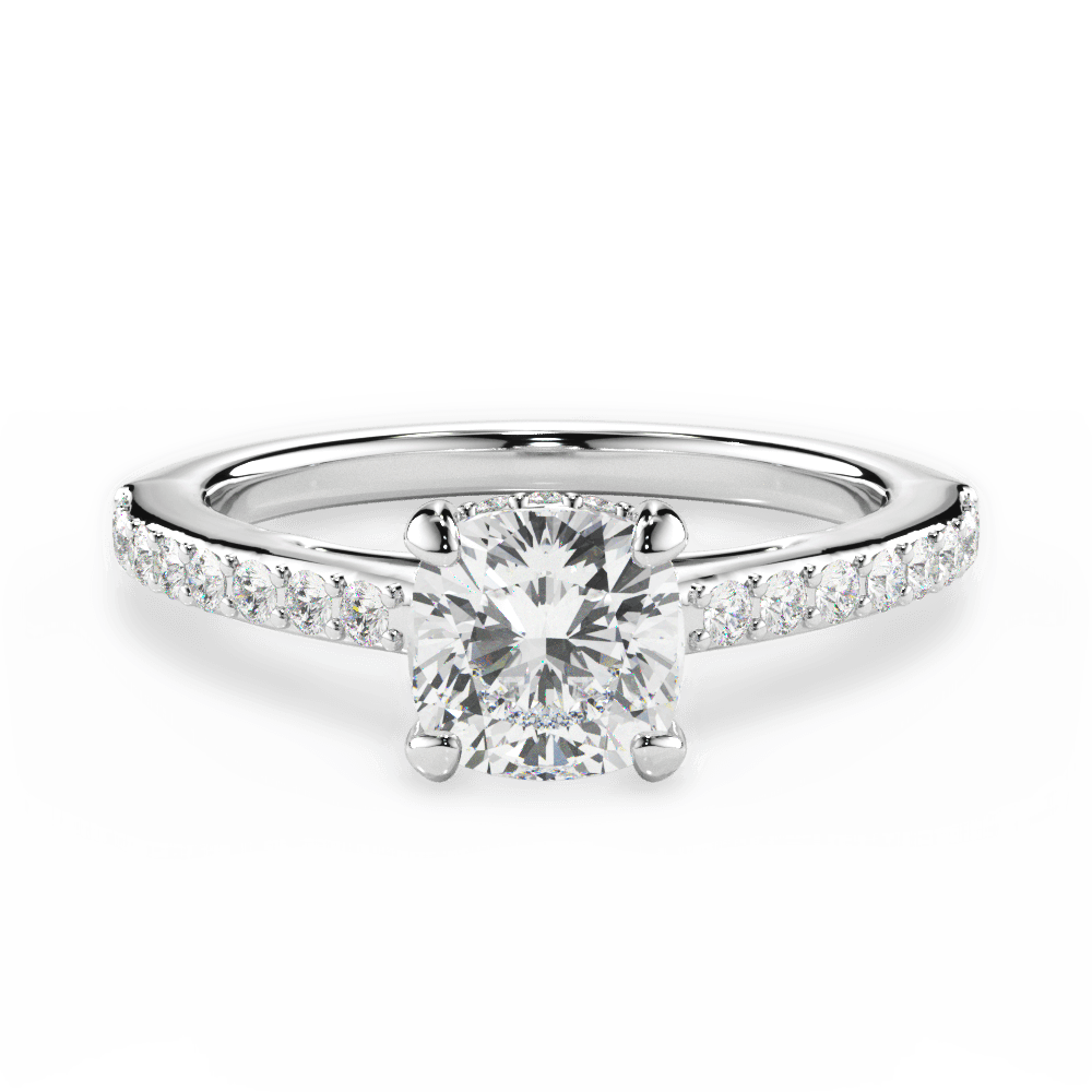 Joan Cushion Cut Lab Grown Diamond Platinum Engagement Ring