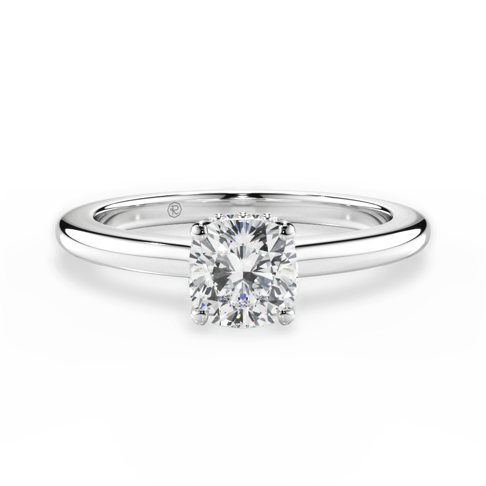 Brianna Cushion Cut Lab Grown Diamond Platinum Engagement Ring