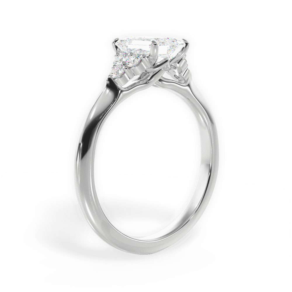 Celeste Emerald Cut Lab Grown Diamond 18Kt White Gold Engagement Ring - View 2