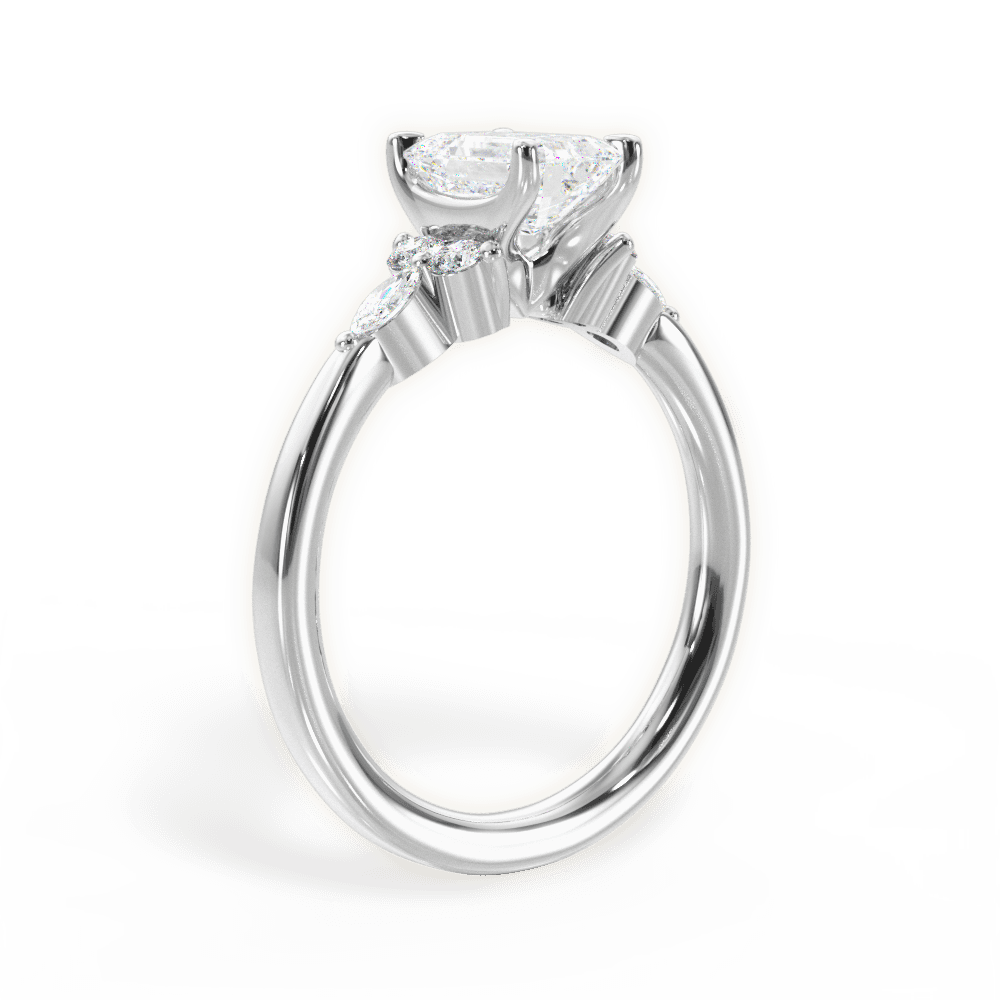 Cynthia Emerald Cut Lab Grown Diamond 14Kt White Gold Engagement Ring - View 2