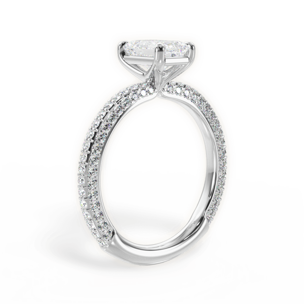 Kristen Emerald Cut Lab Grown Diamond Platinum Engagement Ring - View 2