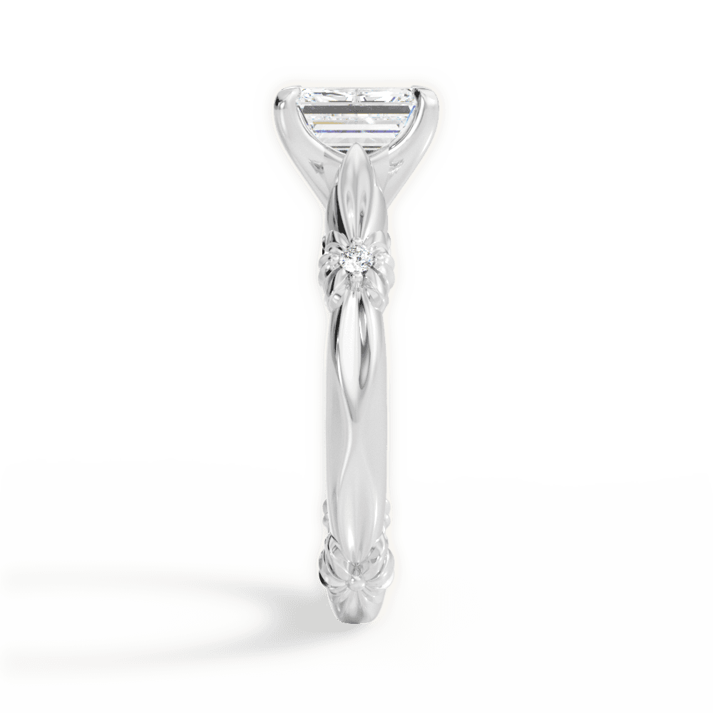 Claire Emerald Cut Lab Grown Diamond 14Kt White Gold Engagement Ring - View 2