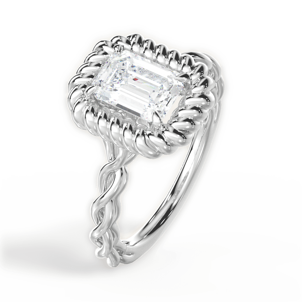 Belinda Emerald Cut Lab Grown Diamond 14Kt White Gold Engagement Ring - View 4