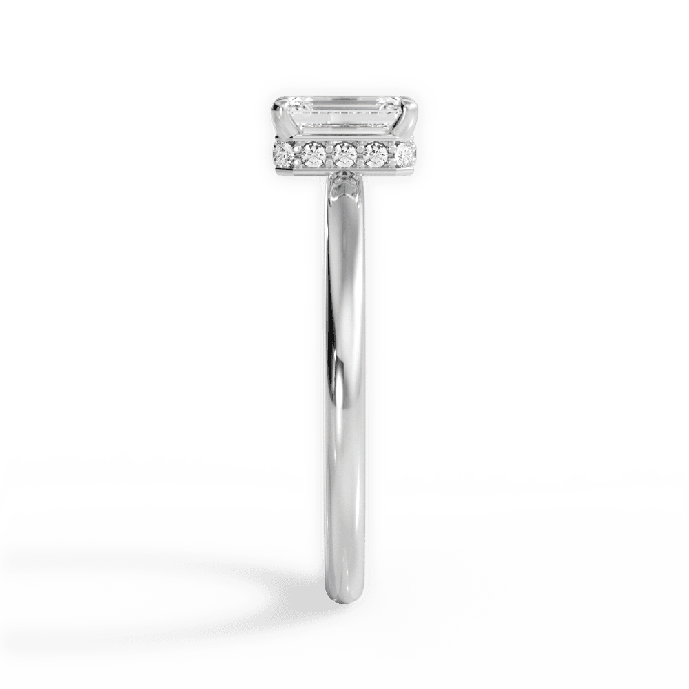 Brianna Emerald Cut Lab Grown Diamond 14Kt White Gold Engagement Ring - View 4