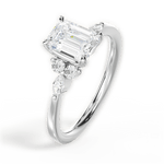 Cynthia Emerald Cut Lab Grown Diamond 18Kt White Gold Engagement Ring - View 3