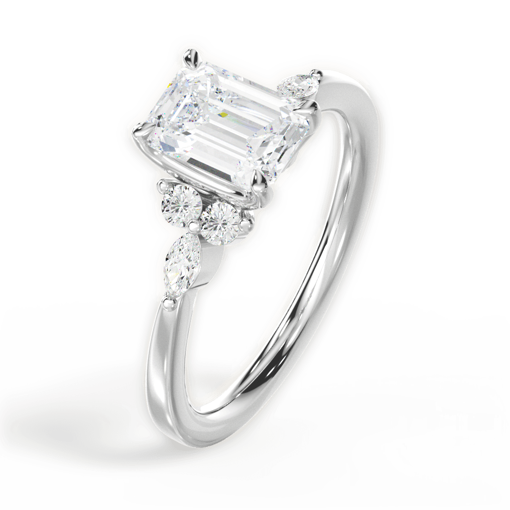 Cynthia Emerald Cut Lab Grown Diamond Platinum Engagement Ring - View 3