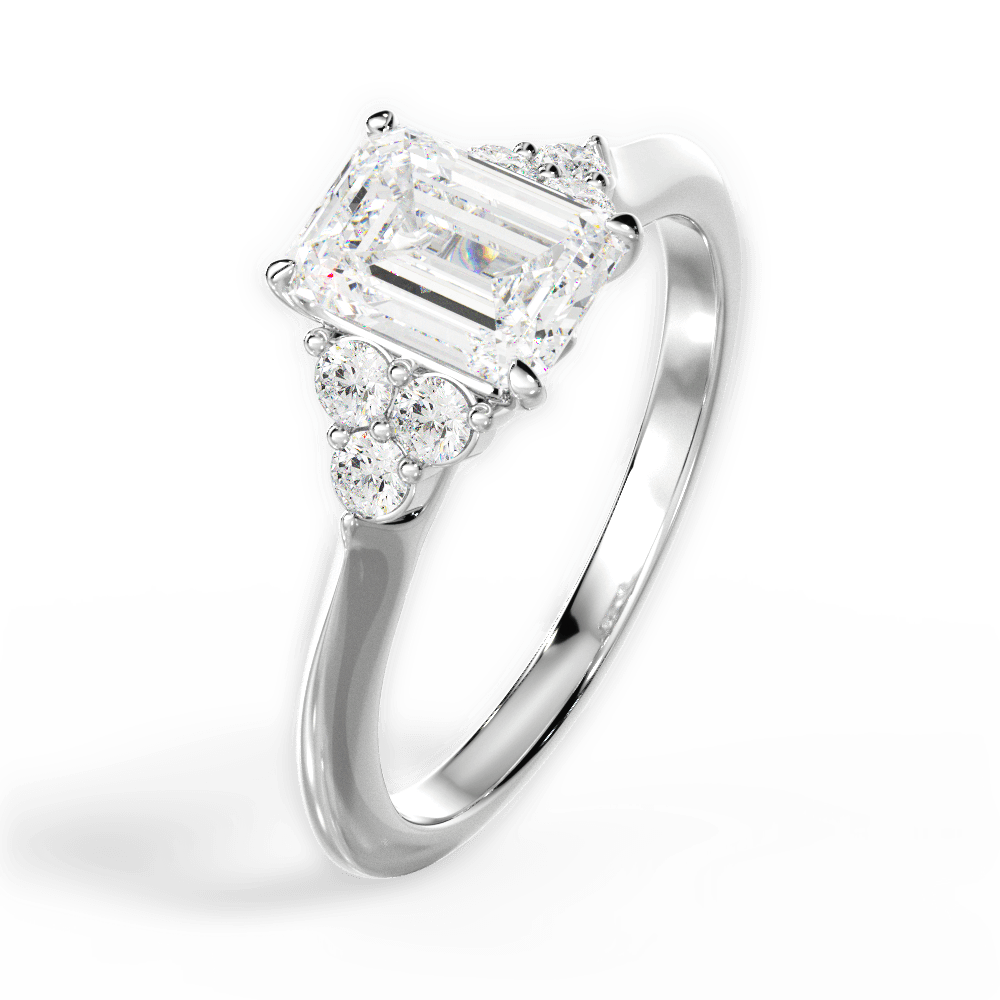 Celeste Emerald Cut Lab Grown Diamond 18Kt White Gold Engagement Ring - View 4