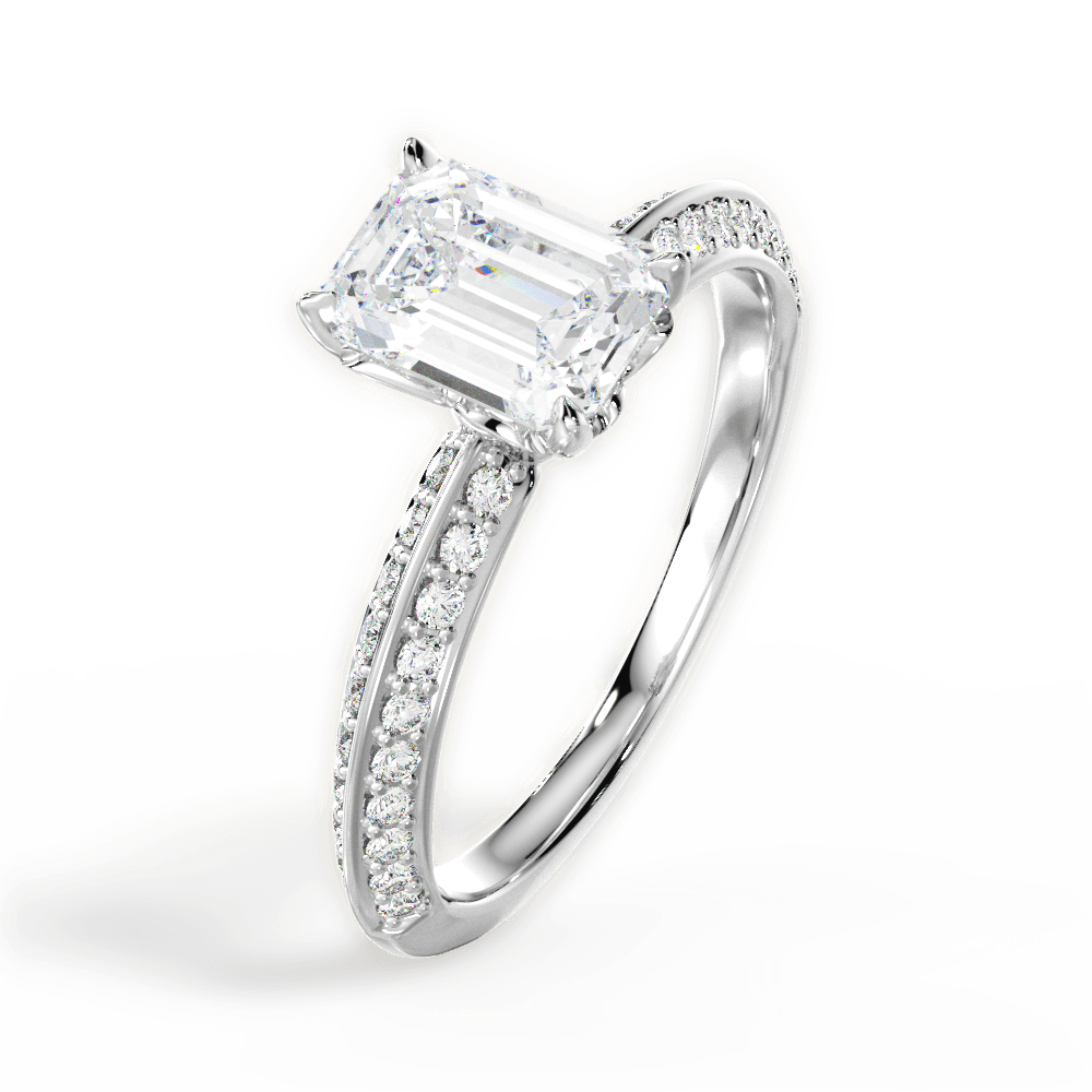Gail Emerald Cut Lab Grown Diamond 14Kt White Gold Engagement Ring - View 2
