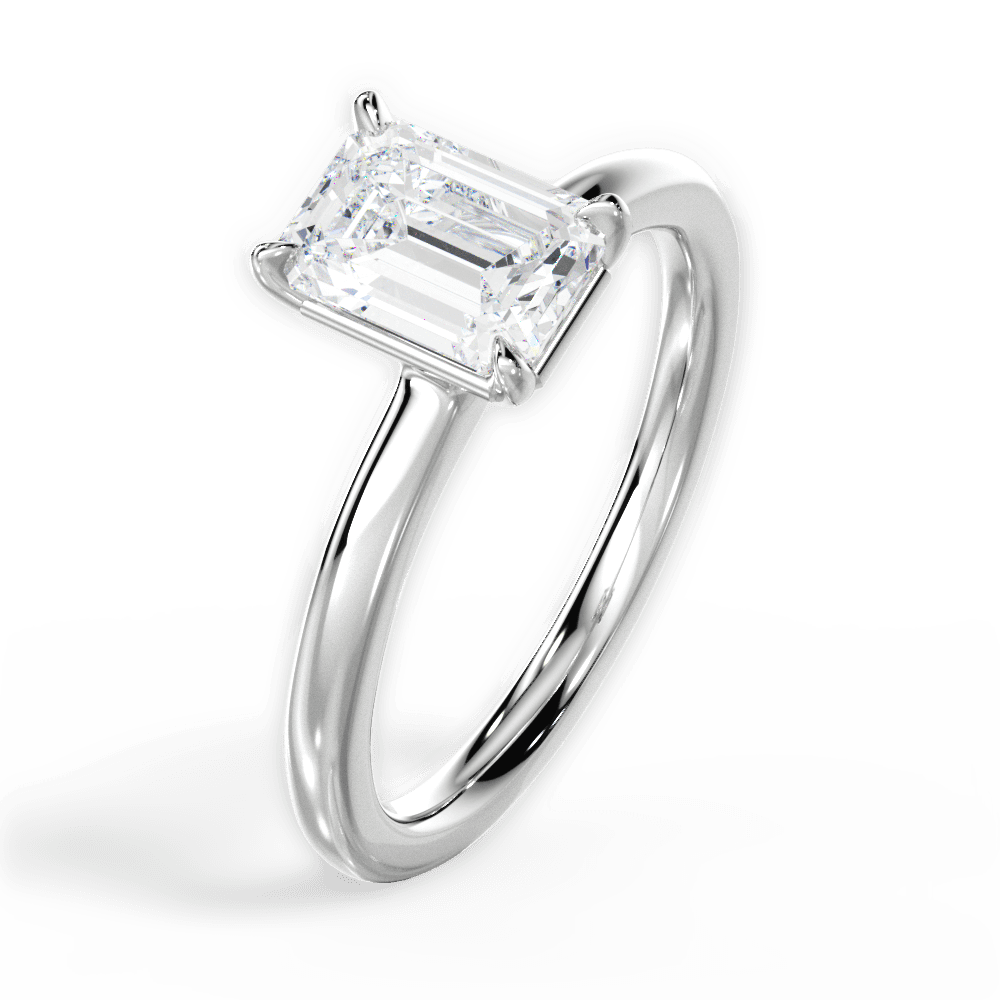 Angela Emerald Cut Lab Grown Diamond Platinum Engagement Ring - View 3