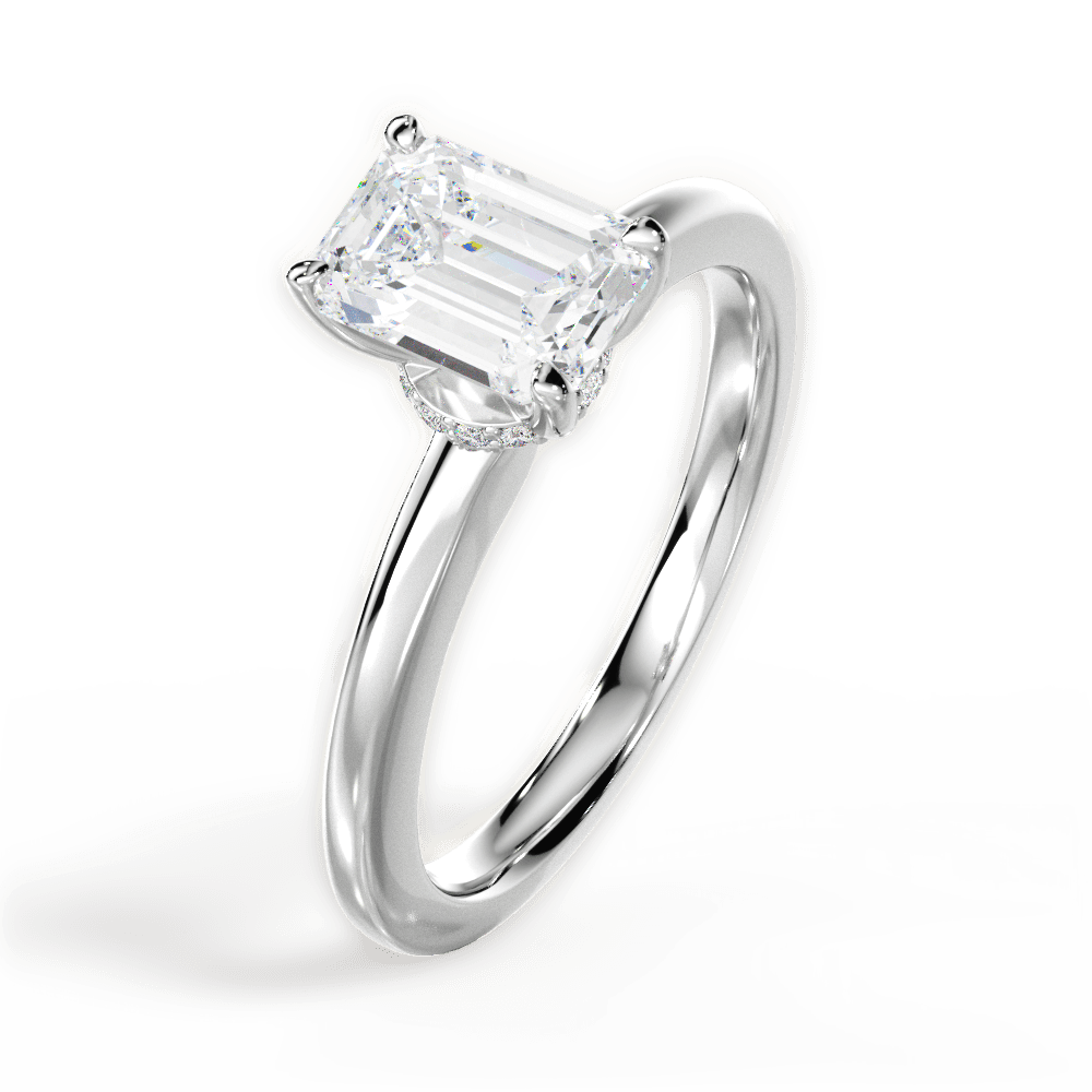Cara Emerald Cut Lab Grown Diamond 14Kt White Gold Engagement Ring - View 4