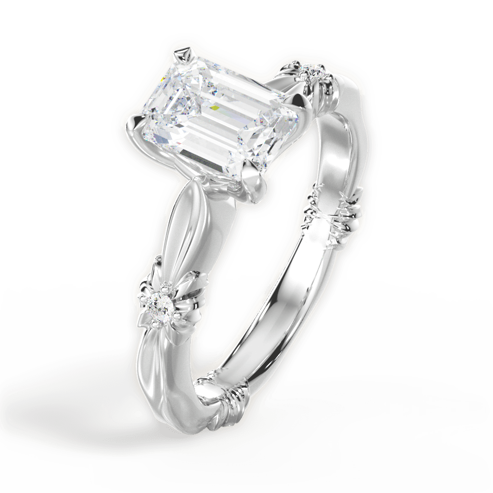 Claire Emerald Cut Lab Grown Diamond 14Kt White Gold Engagement Ring - View 4