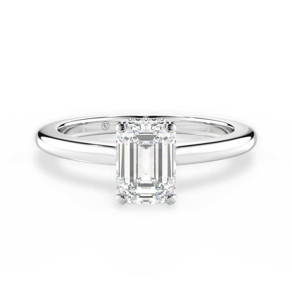 Brianna Emerald Cut Lab Grown Diamond 18Kt White Gold Engagement Ring