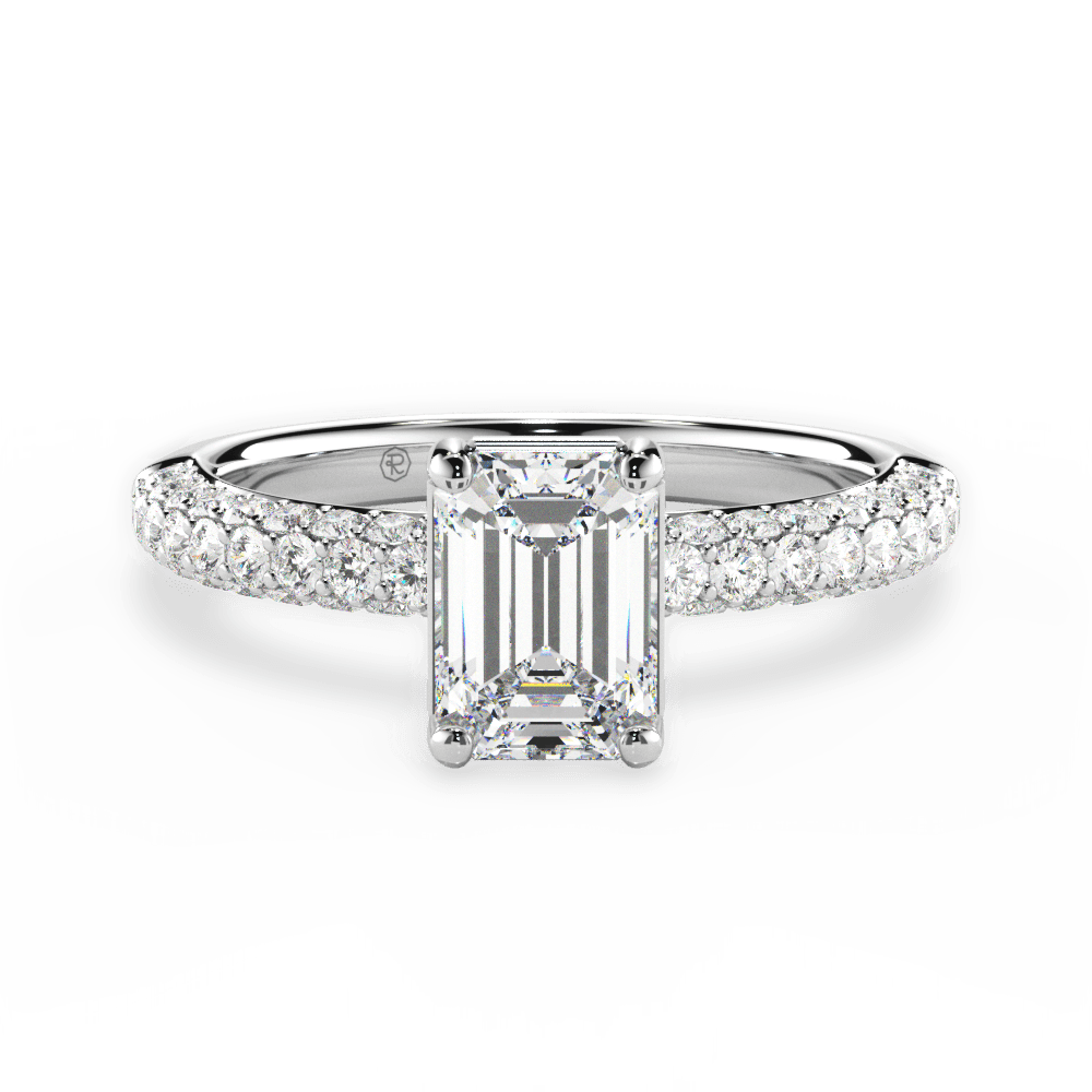 Kylie Emerald Cut Lab Grown Diamond 14Kt White Gold Engagement Ring