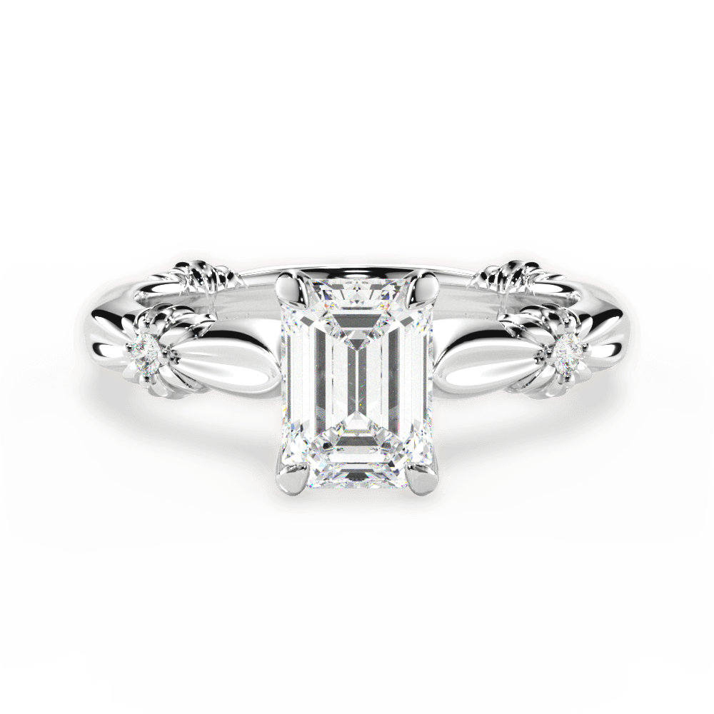 Claire Emerald Cut Lab Grown Diamond 14Kt White Gold Engagement Ring