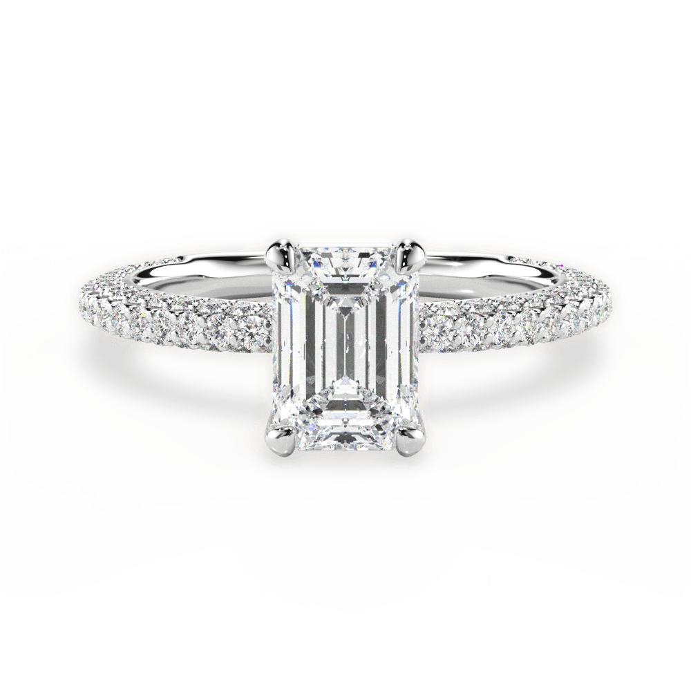 Kristen Emerald Cut Lab Grown Diamond 18Kt White Gold Engagement Ring