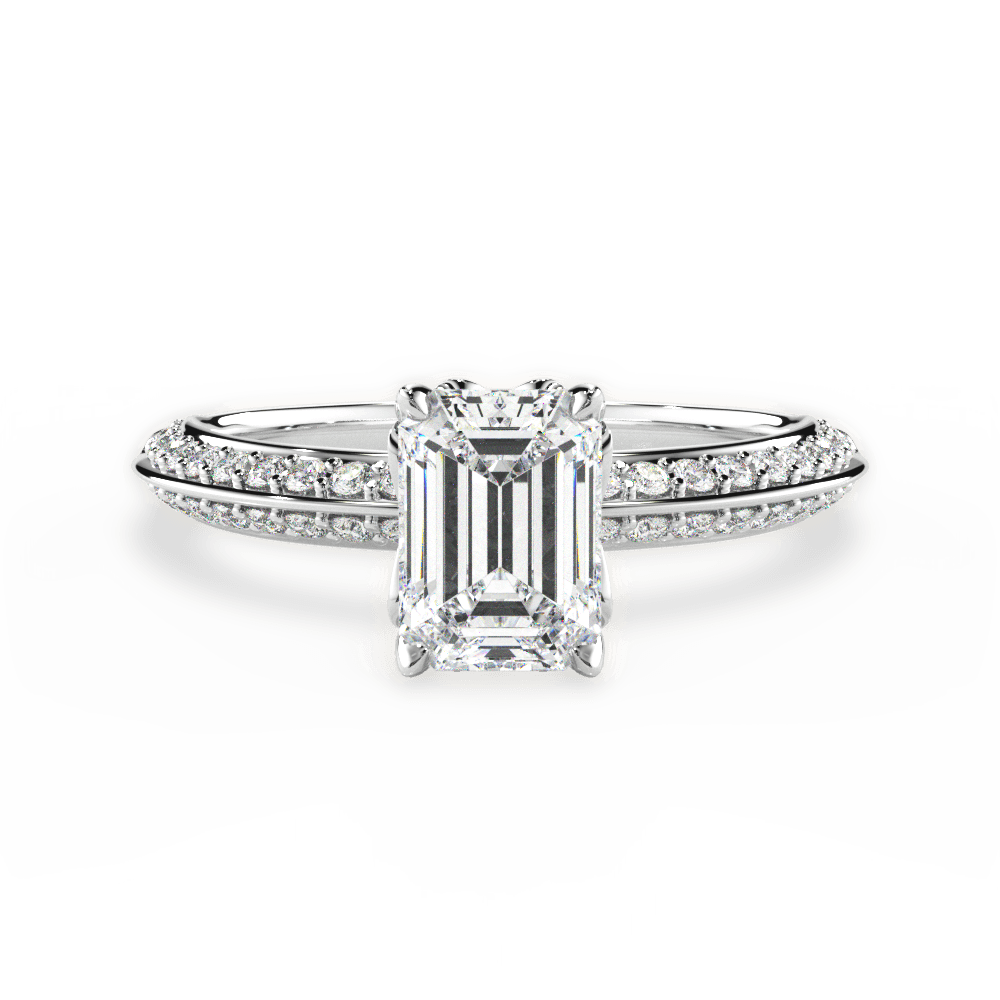 Gail Emerald Cut Lab Grown Diamond 14Kt White Gold Engagement Ring
