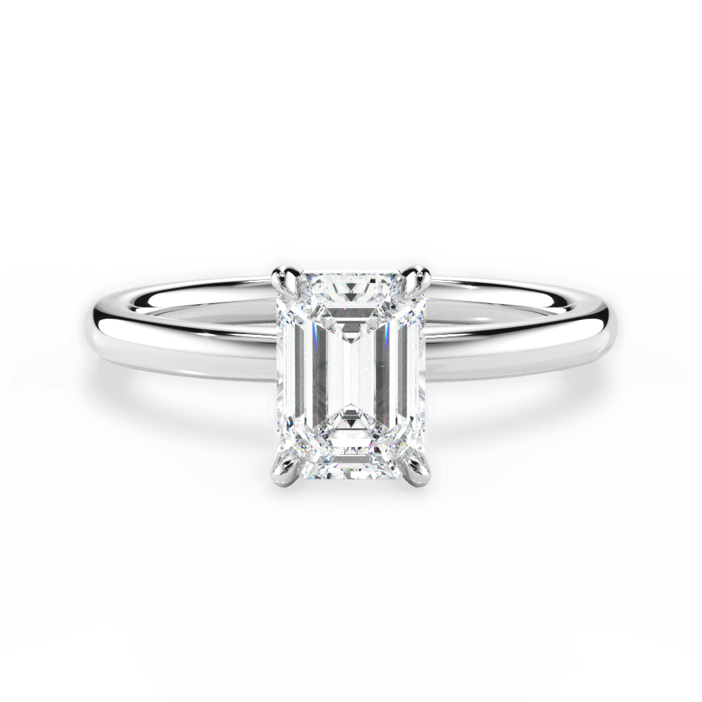 Angela Emerald Cut Lab Grown Diamond Platinum Engagement Ring