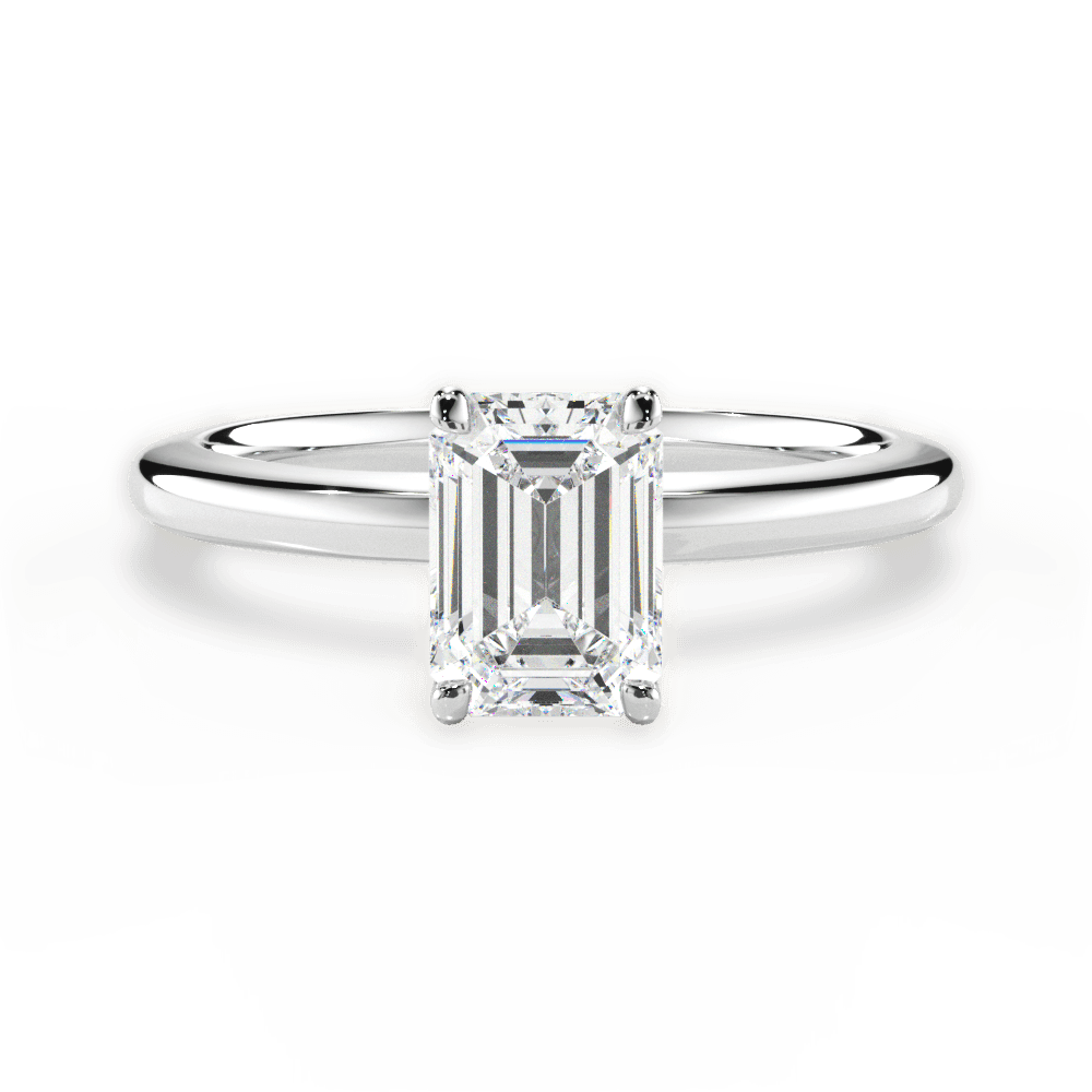Cara Emerald Cut Lab Grown Diamond 14Kt White Gold Engagement Ring