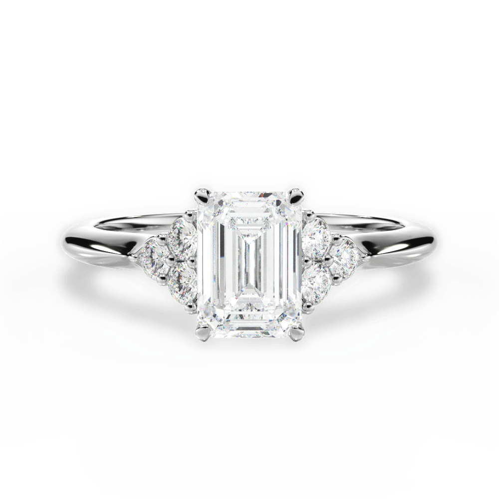 Celeste Emerald Cut Lab Grown Diamond Platinum Engagement Ring