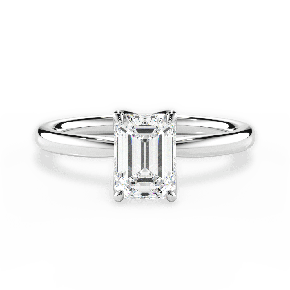 Abigail Emerald Cut Lab Grown Diamond 18Kt White Gold Engagement Ring