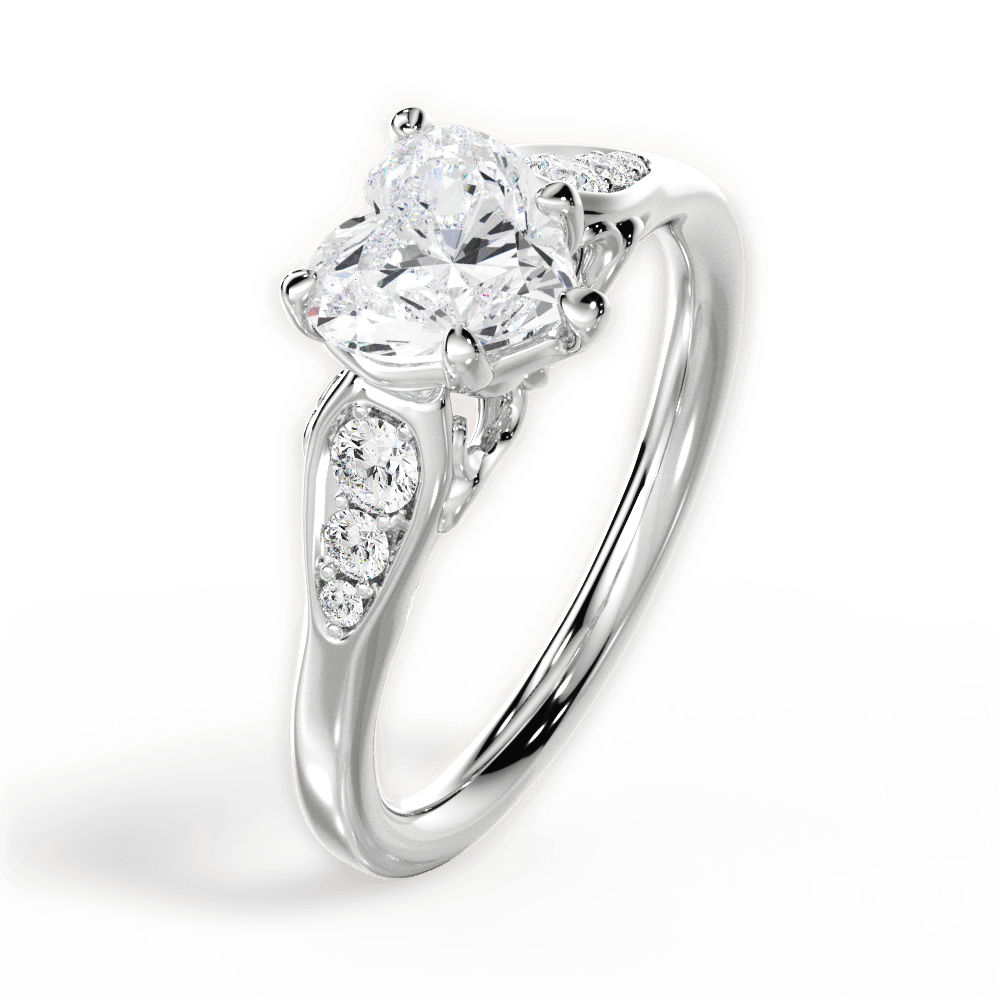 Cecilia Heart Cut Lab Grown Diamond 18Kt White Gold Engagement Ring - View 2