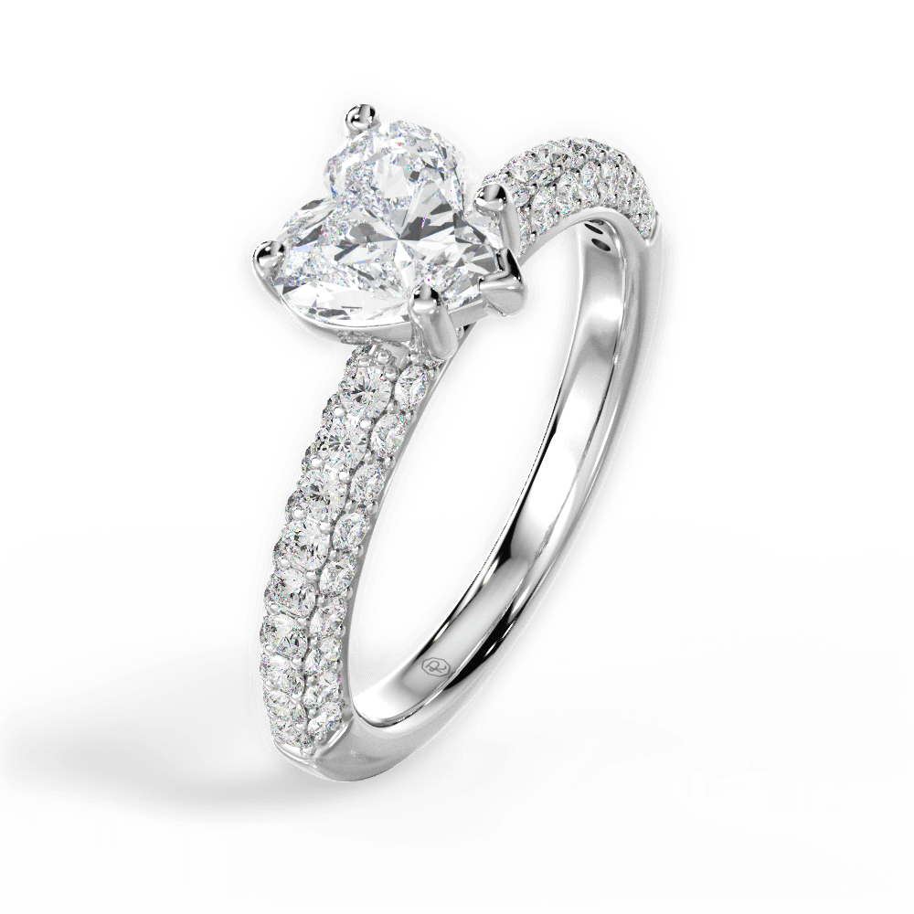 Kylie Heart Cut Lab Grown Diamond Platinum Engagement Ring - View 2