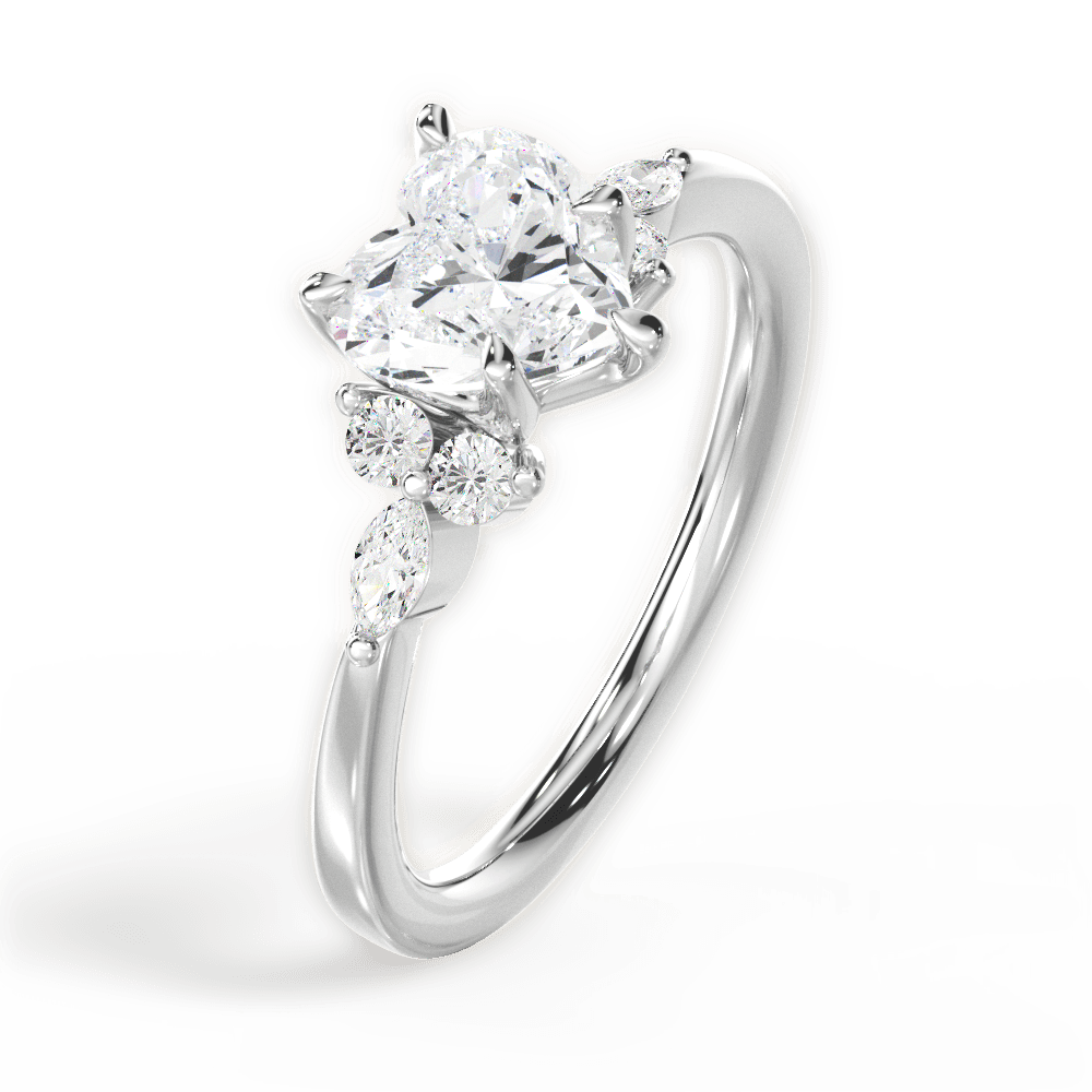 Cynthia Heart Cut Lab Grown Diamond Platinum Engagement Ring - View 3