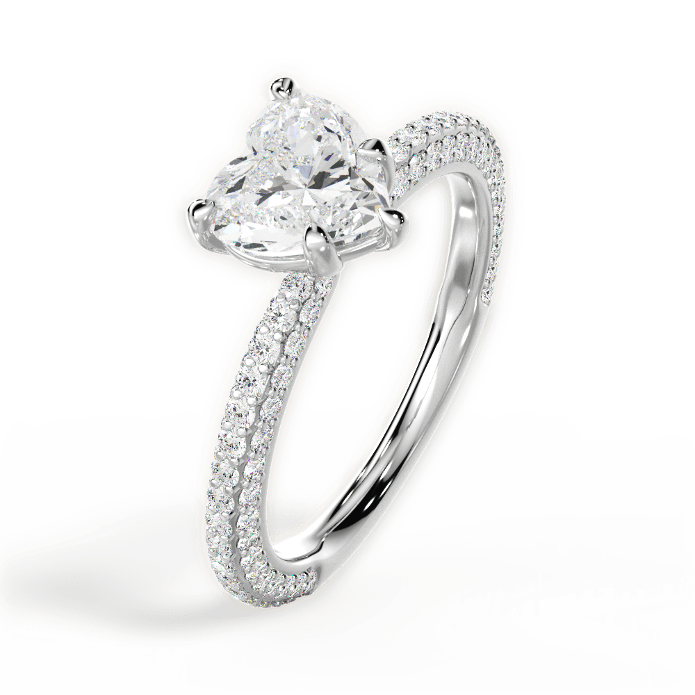 Kristen Heart Cut Lab Grown Diamond 18Kt White Gold Engagement Ring - View 4