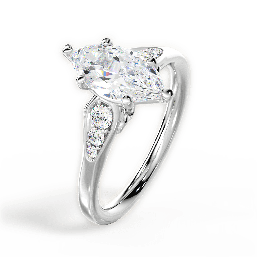 Cecilia Marquise Cut Lab Grown Diamond 18Kt White Gold Engagement Ring - View 3