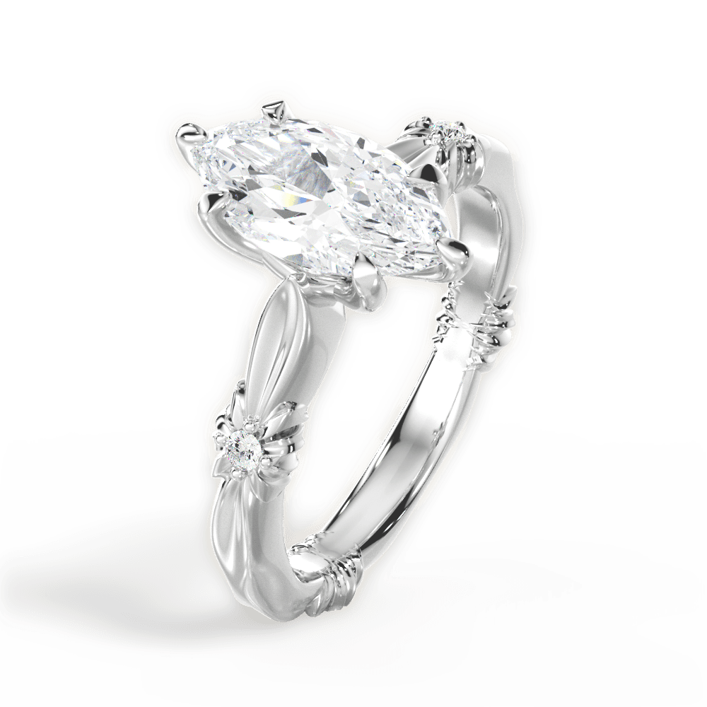 Claire Marquise Cut Lab Grown Diamond 14Kt White Gold Engagement Ring - View 2