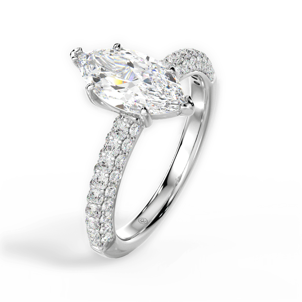 Kylie Marquise Cut Lab Grown Diamond Platinum Engagement Ring - View 3