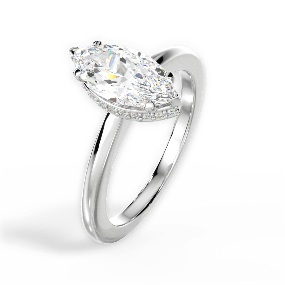 Brianna Marquise Cut Lab Grown Diamond 14Kt White Gold Engagement Ring - View 4