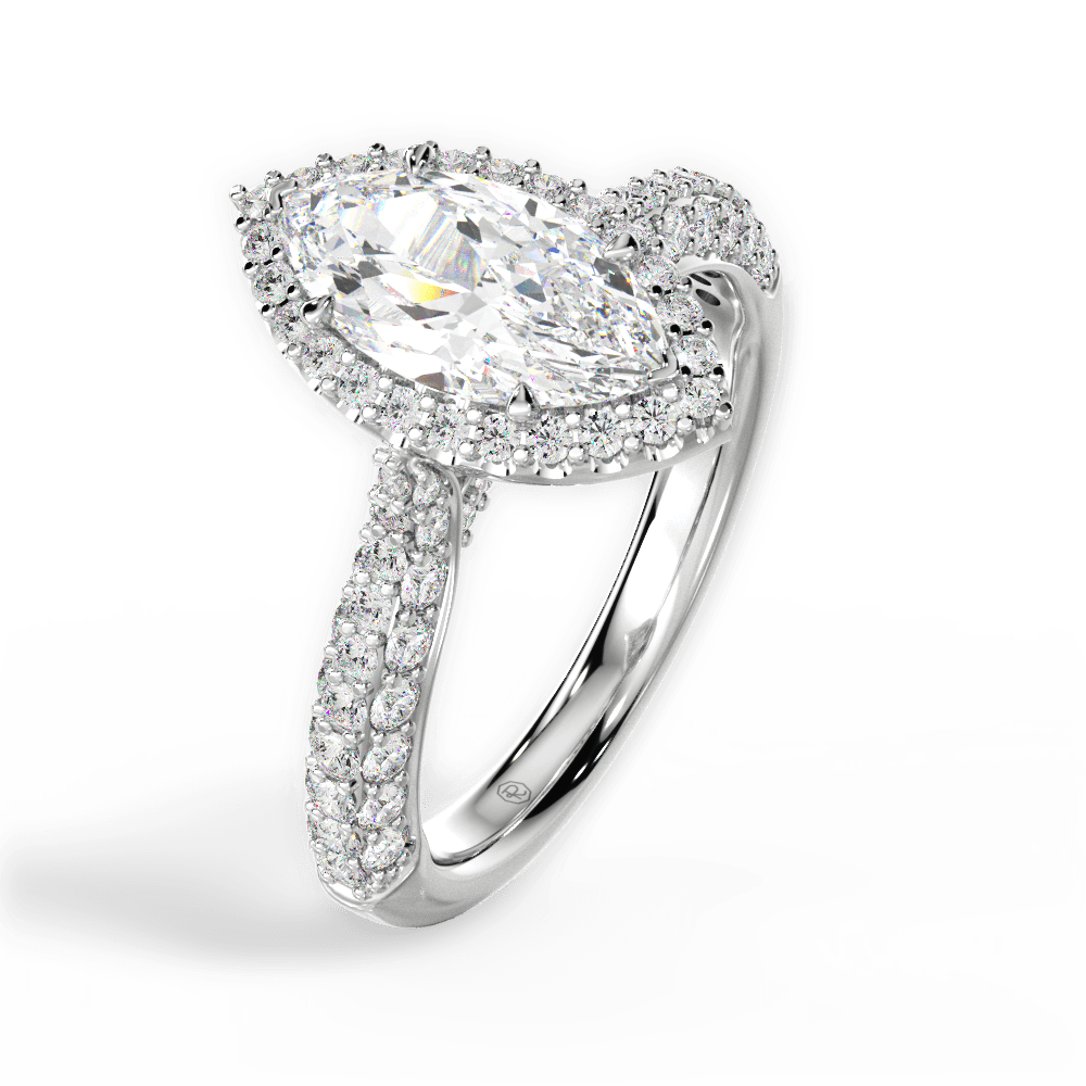 Lucy Marquise Cut Lab Grown Diamond 18Kt White Gold Engagement Ring - View 3