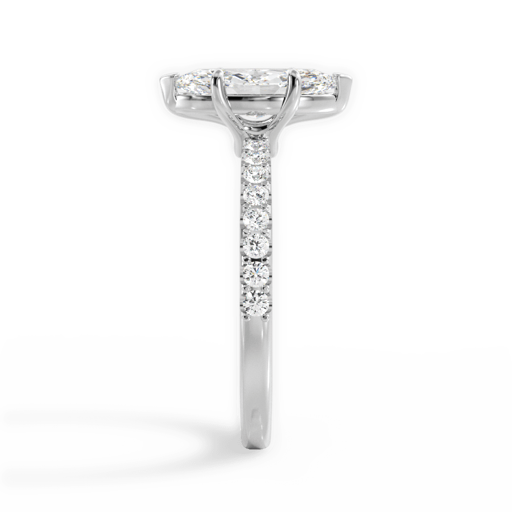 Elsie Marquise Cut Lab Grown Diamond 14Kt White Gold Engagement Ring - View 3