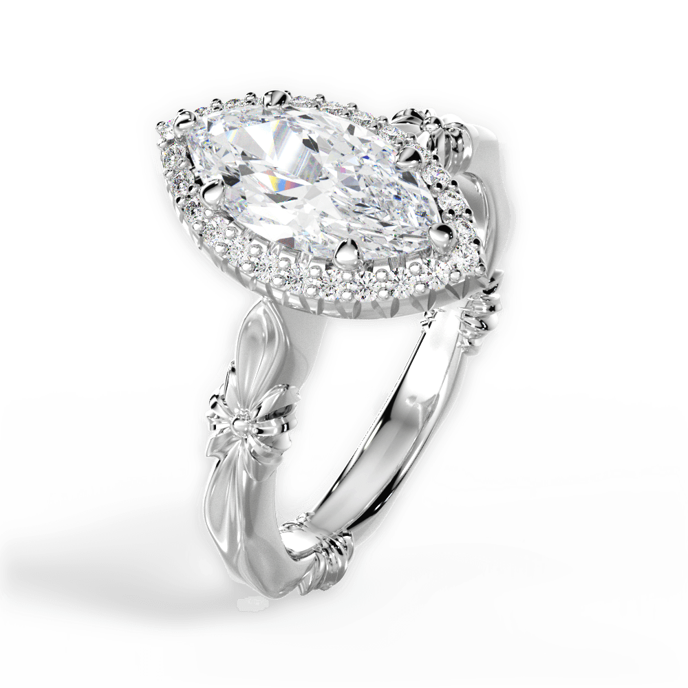 Erica Marquise Cut Lab Grown Diamond 18Kt White Gold Engagement Ring - View 4