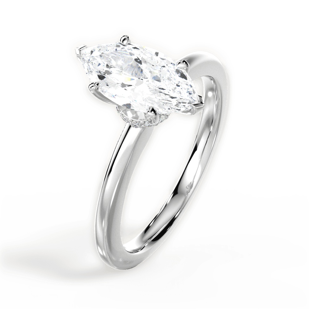 Cara Marquise Cut Lab Grown Diamond 14Kt White Gold Engagement Ring - View 3
