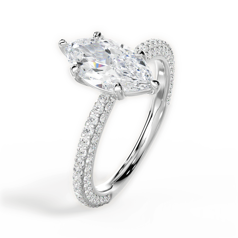 Kristen Marquise Cut Lab Grown Diamond Platinum Engagement Ring - View 3