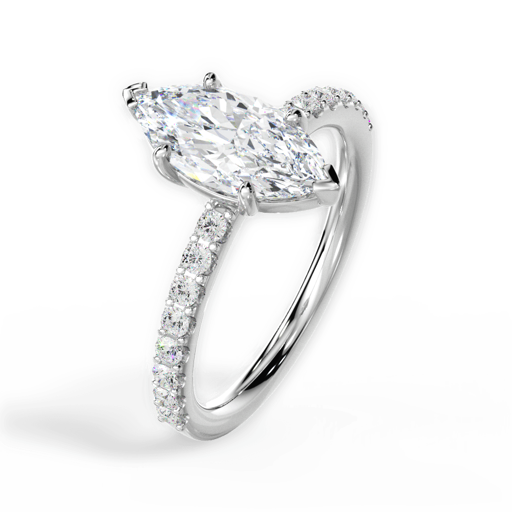 Elsie Marquise Cut Lab Grown Diamond 14Kt White Gold Engagement Ring - View 4