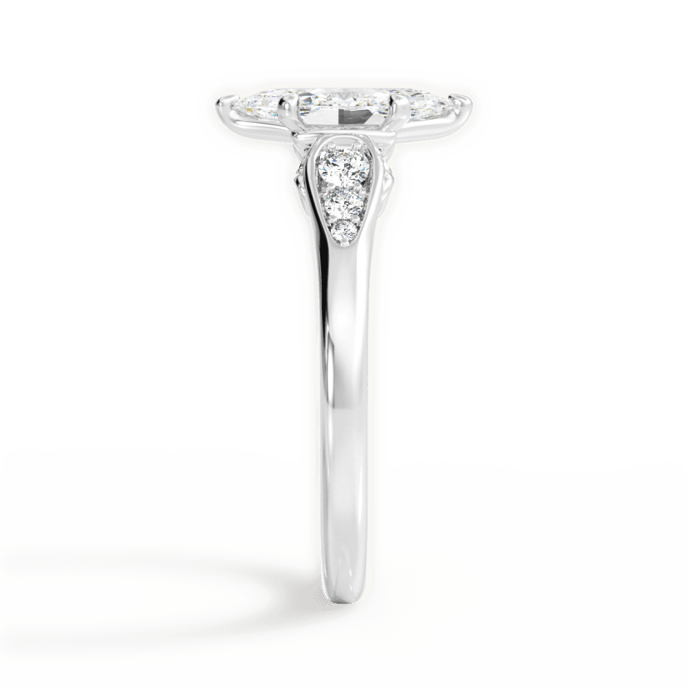 Cecilia Marquise Cut Lab Grown Diamond 14Kt White Gold Engagement Ring - View 2