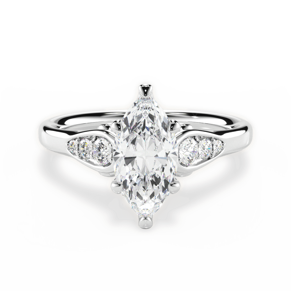 Cecilia Marquise Cut Lab Grown Diamond 18Kt White Gold Engagement Ring