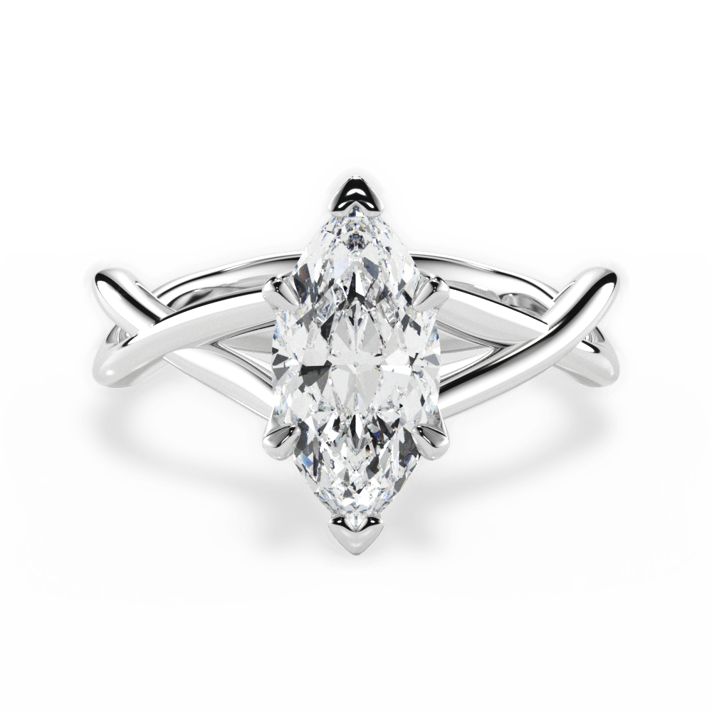 Aubrey Marquise Cut Lab Grown Diamond 18Kt White Gold Engagement Ring