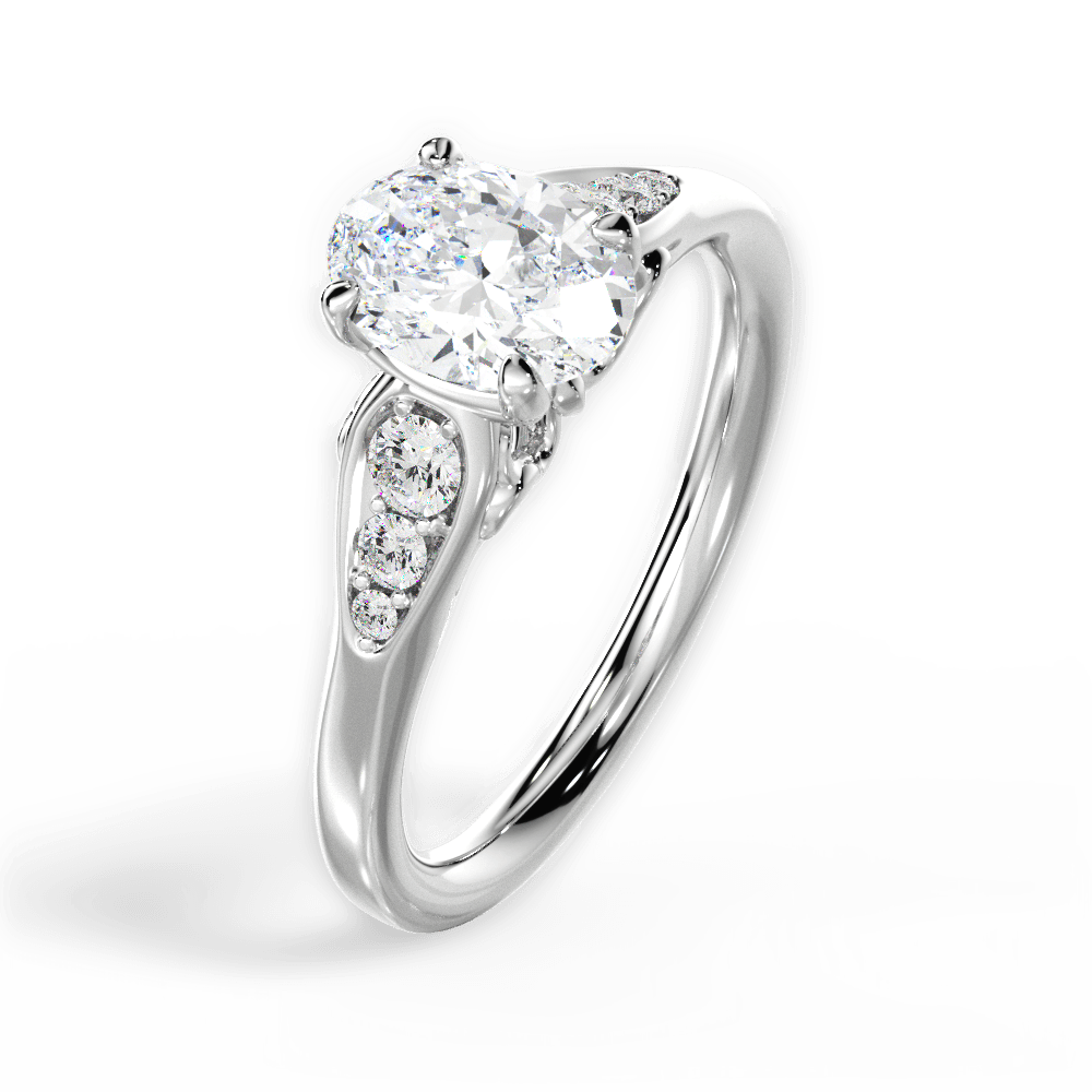 Cecilia Oval Cut Lab Grown Diamond 18Kt White Gold Engagement Ring - View 4