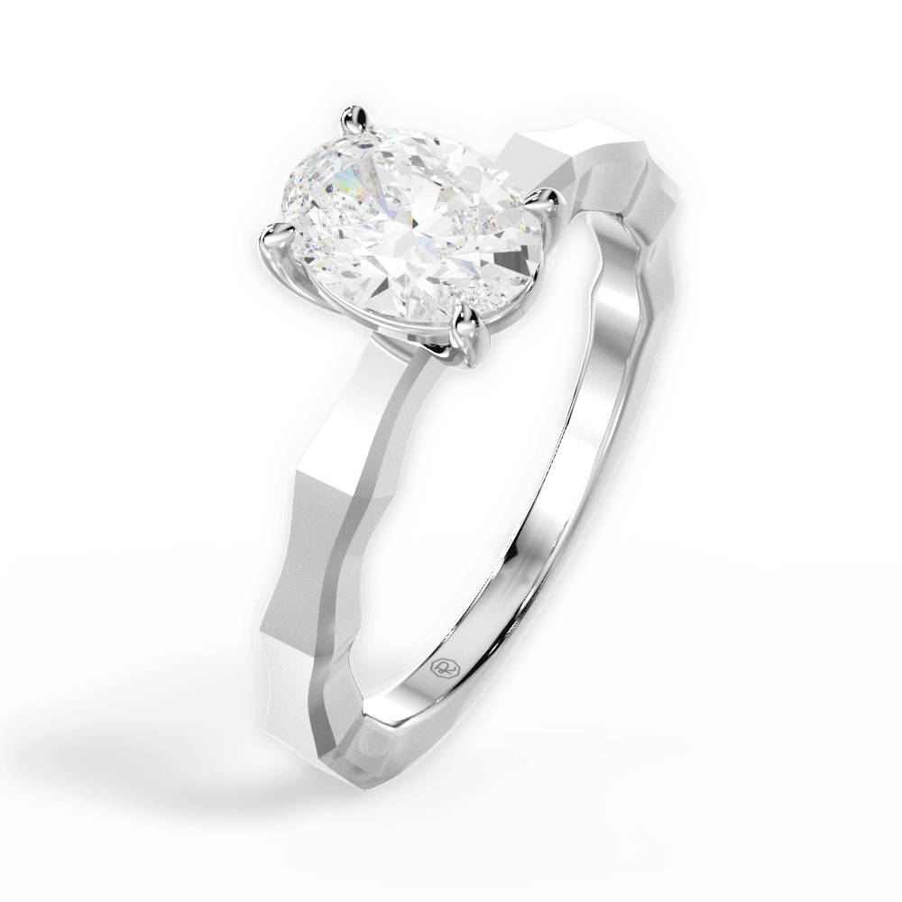 Aaliyah Oval Cut Lab Grown Diamond 14Kt White Gold Engagement Ring - View 3