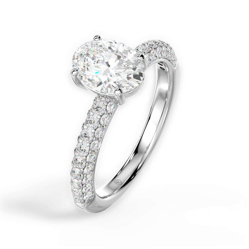 Kylie Oval Cut Lab Grown Diamond Platinum Engagement Ring - View 3