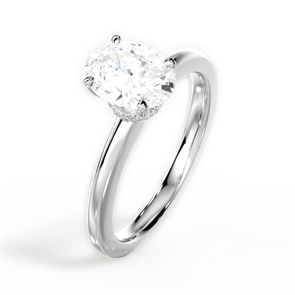 Cara Oval Cut Lab Grown Diamond 14Kt White Gold Engagement Ring - View 2