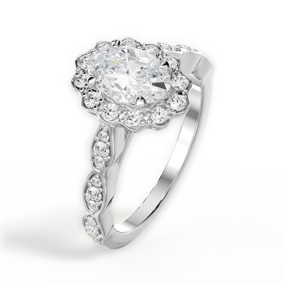Jane Oval Cut Lab Grown Diamond 14Kt White Gold Engagement Ring - View 3