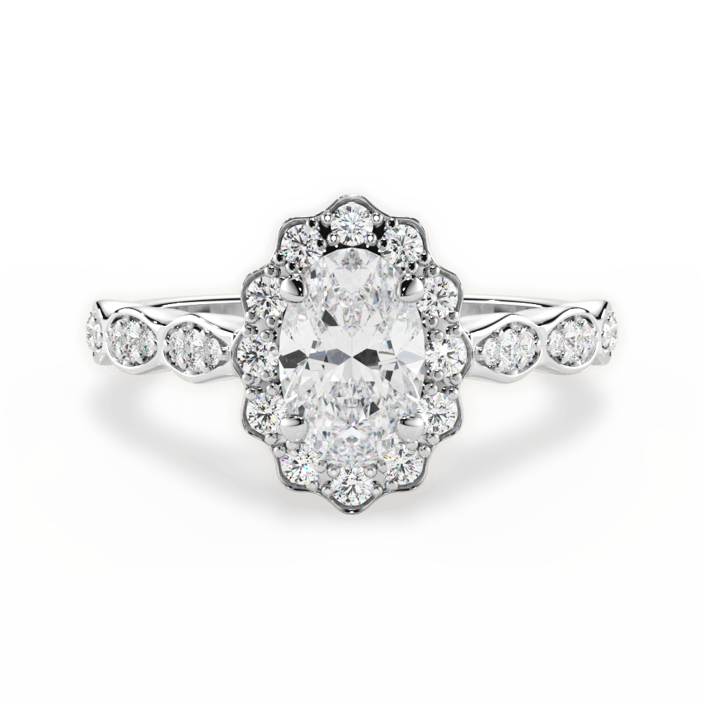 Jane Oval Cut Lab Grown Diamond 18Kt White Gold Engagement Ring
