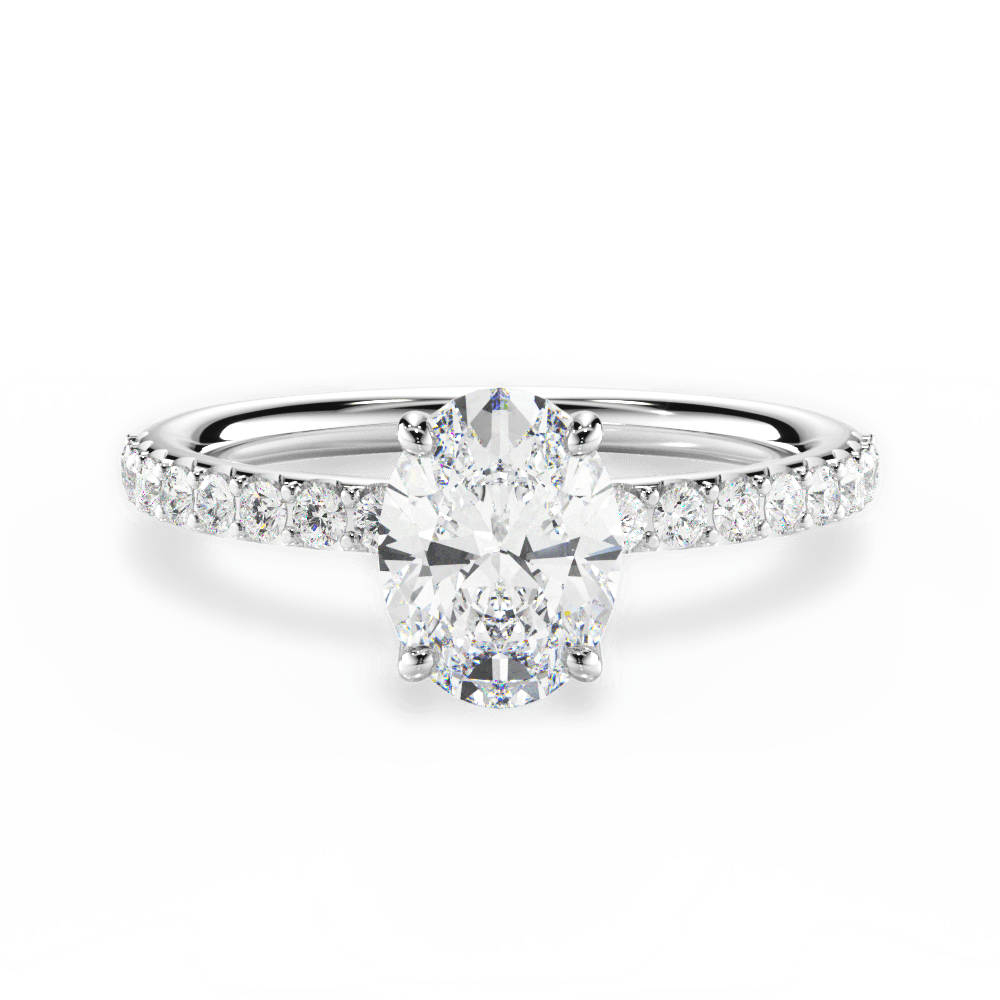 Elsie Oval Cut Lab Grown Diamond 14Kt White Gold Engagement Ring