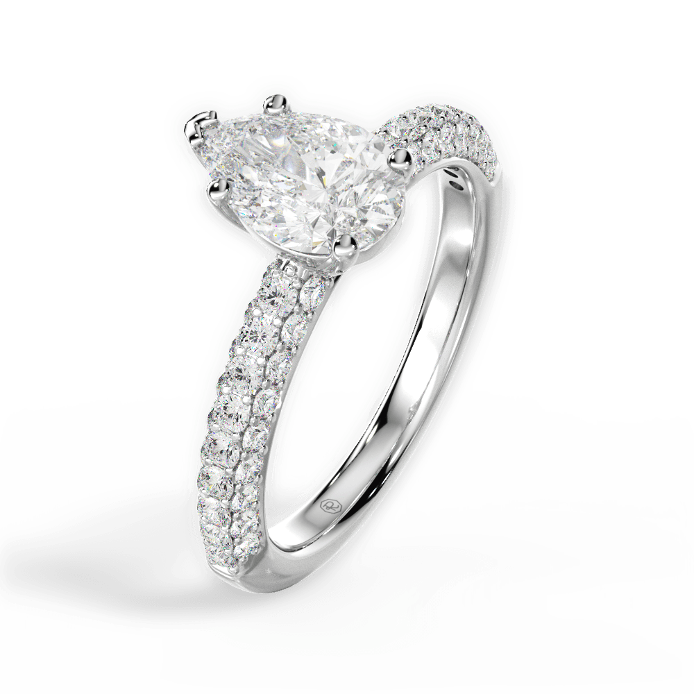 Kylie Pear Cut Lab Grown Diamond Platinum Engagement Ring - View 2