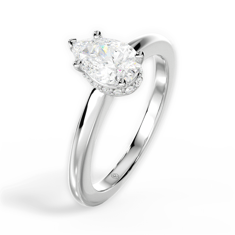 Brianna Pear Cut Lab Grown Diamond 14Kt White Gold Engagement Ring - View 3
